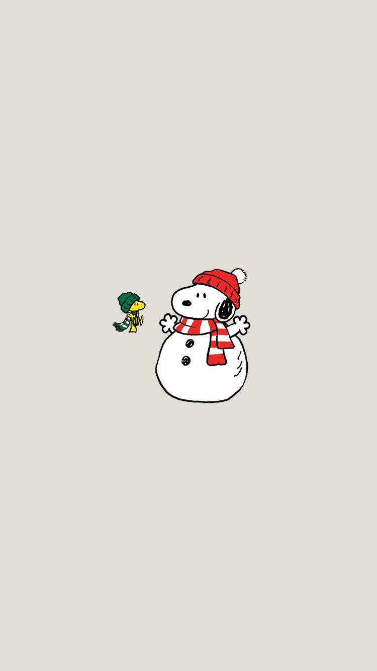 Snoopy Christmas Snowman Wallpaper