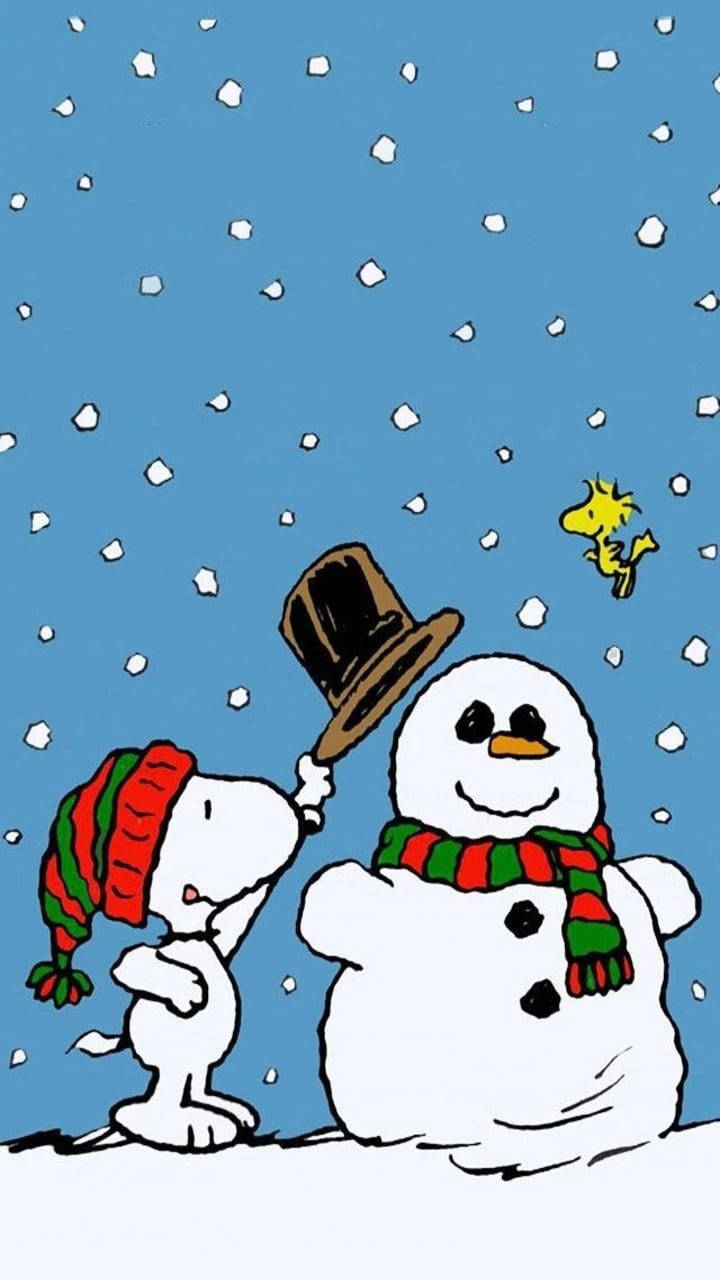 Snoopy Christmas Snowman Hat Wallpaper