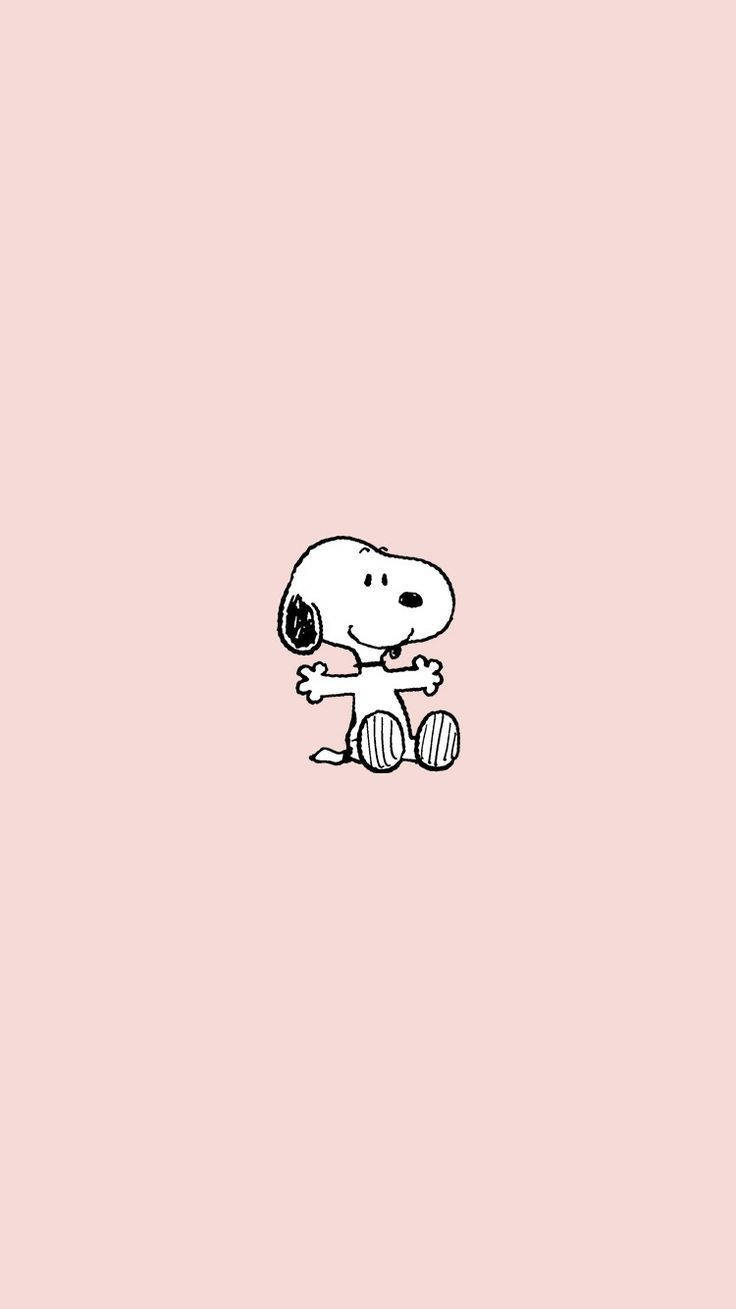 Snoopy Sitting Pink Background Wallpaper