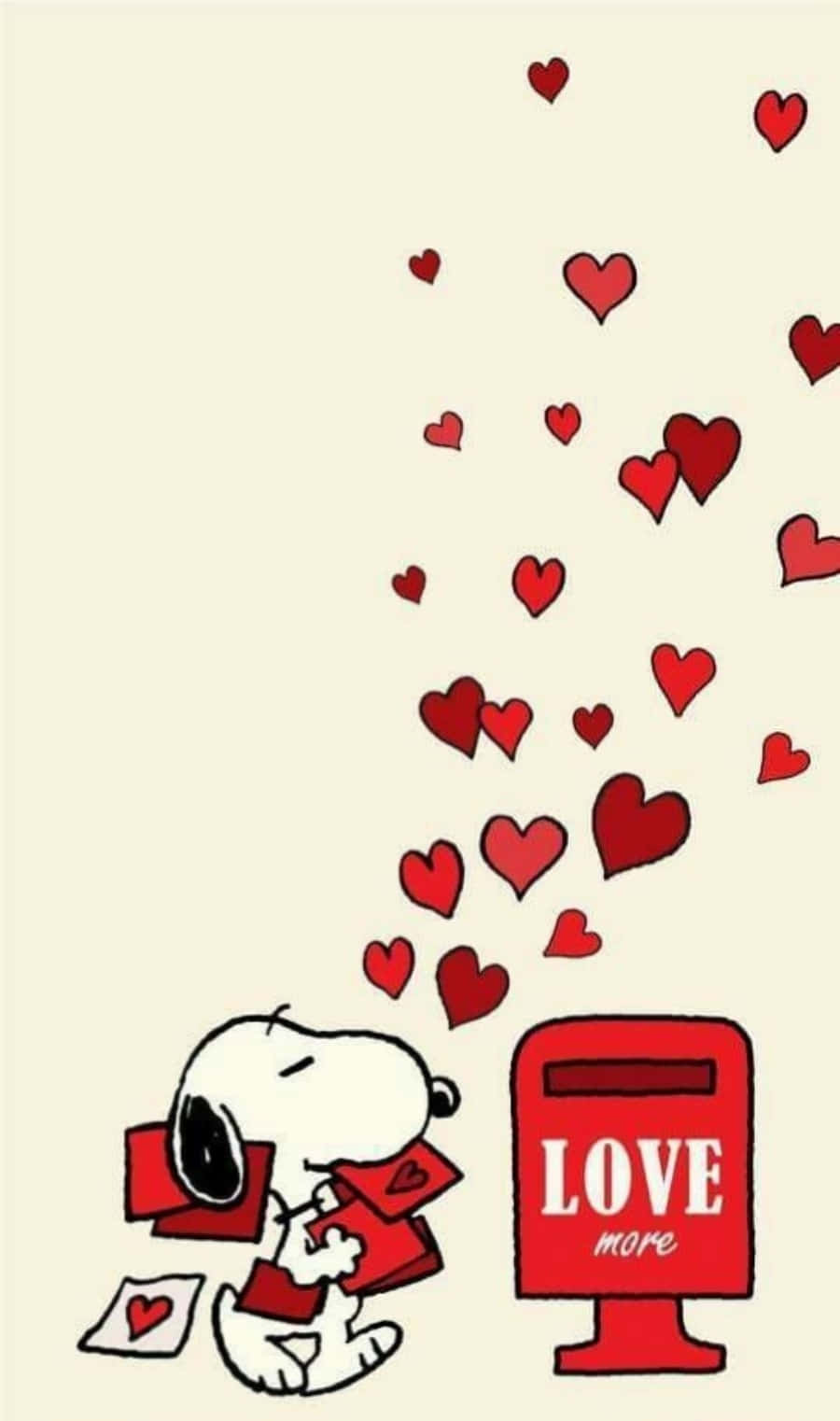Snoopy Valentine Mailbox And Hearts Wallpaper