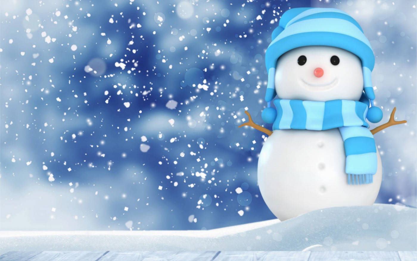 Snow Falling On A Cute Snow Man Wallpaper