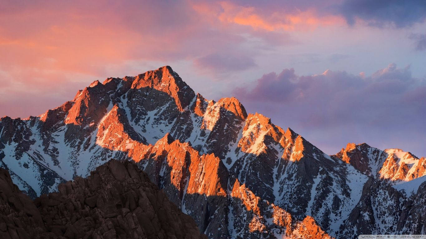 Snow Mountain Peaks Sunset Wallpaper