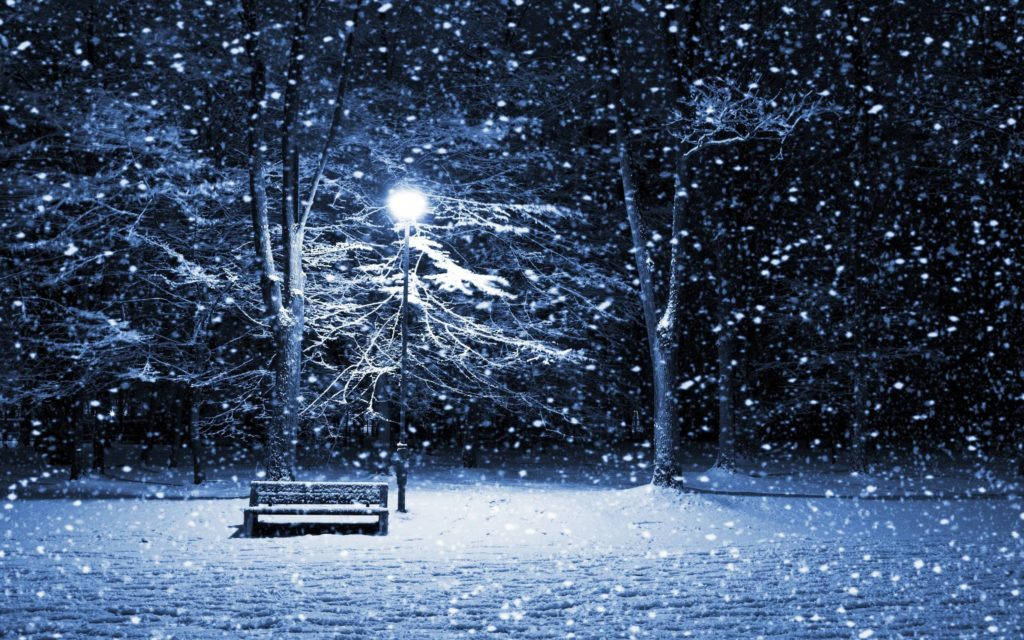 Snowfall Night Winter Desktop Wallpaper