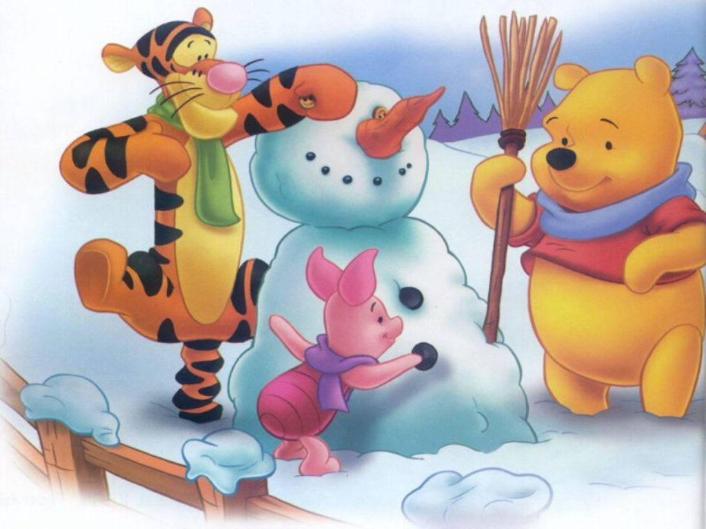 Snowman And Winnie The Pooh Iphone Screen Wallpaper