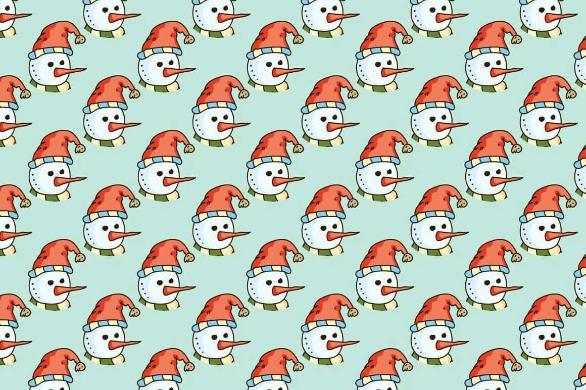Snowman Christmas Pattern Wallpaper