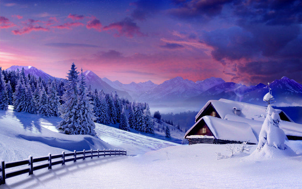 Snowy Night Winter Desktop Wallpaper