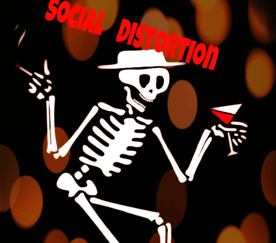 Social Distortion Skeleton With Orange Bokeh Wallpaper