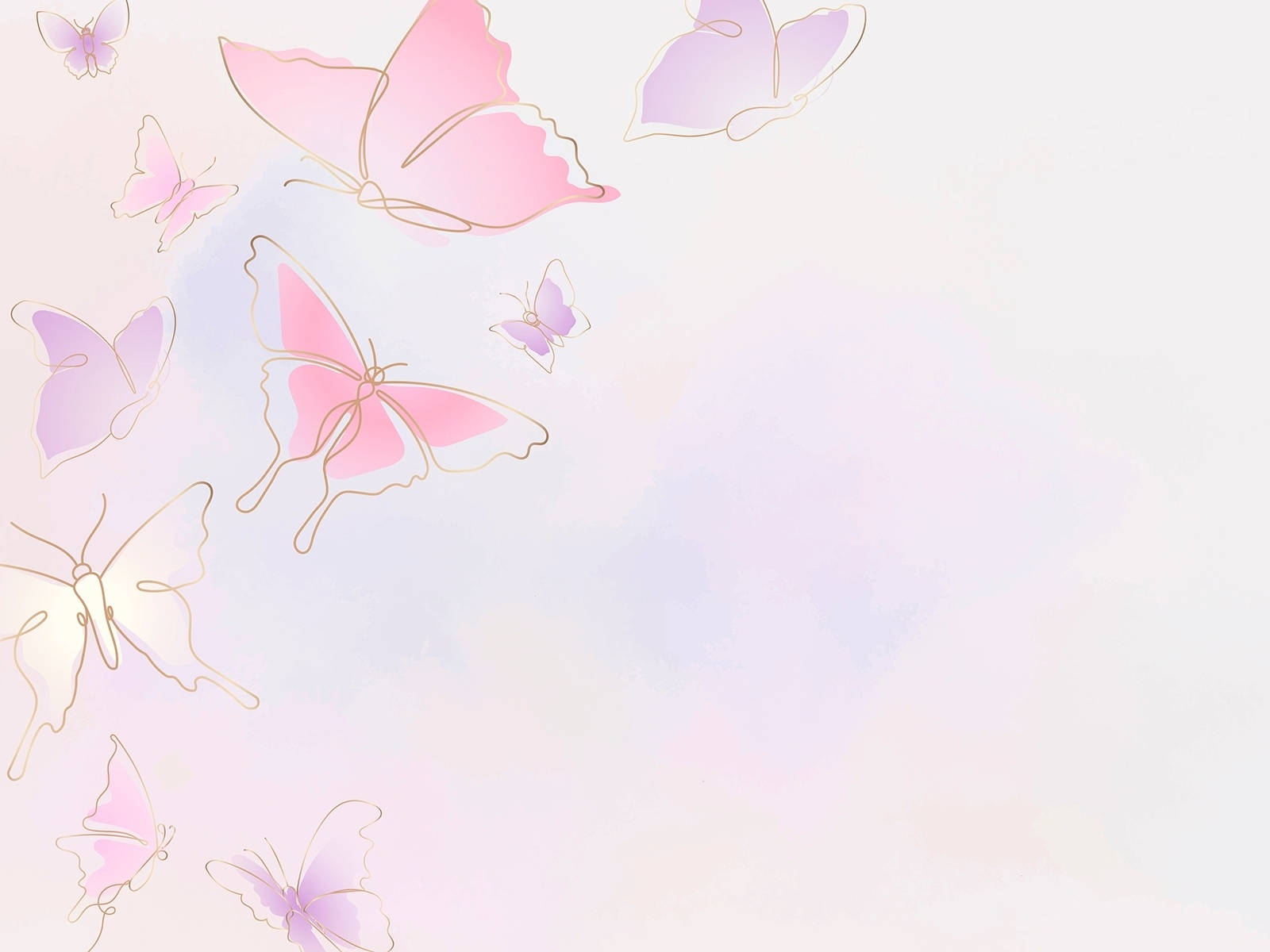 Soft Pink And Purple Pastel Butterflies Wallpaper