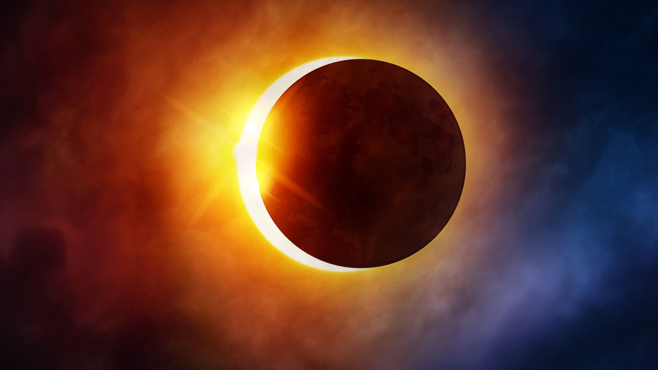 Solar Eclipse Beyond Atmosphere Wallpaper
