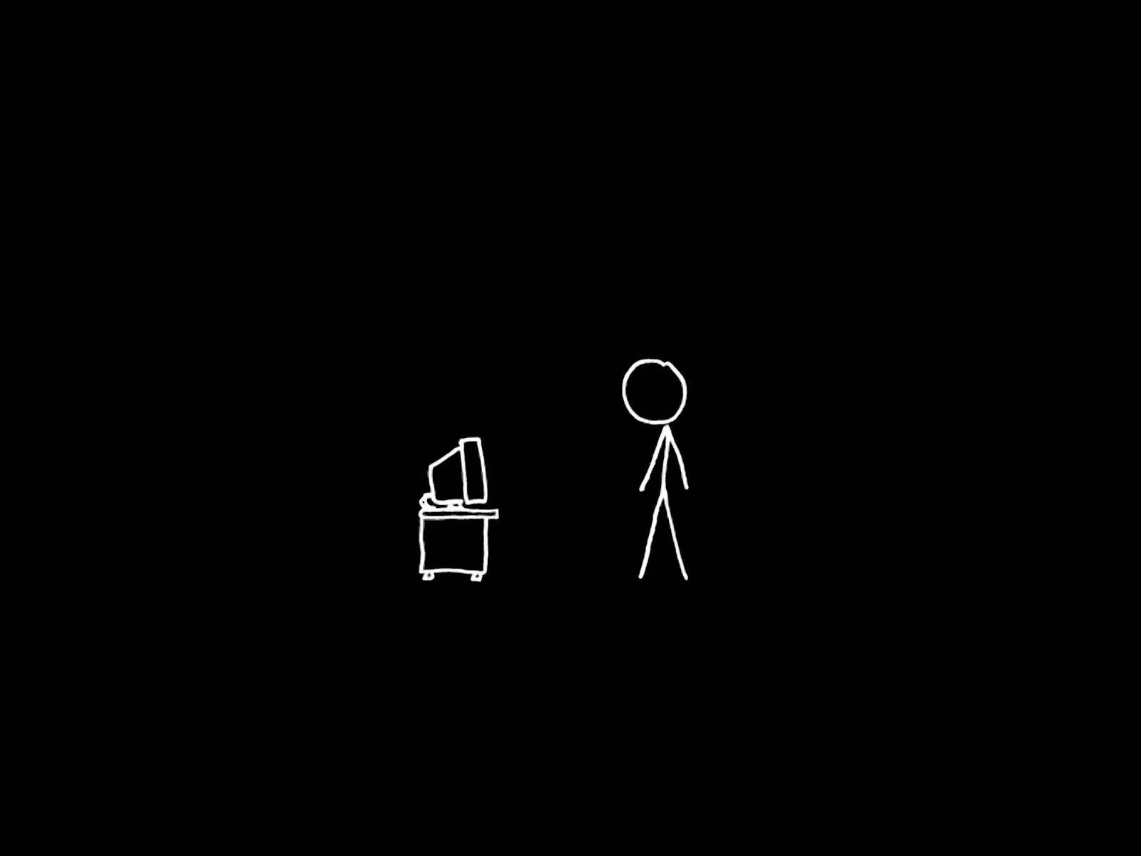 Solid Black 4k Stick Figure With Computer Wallpaper