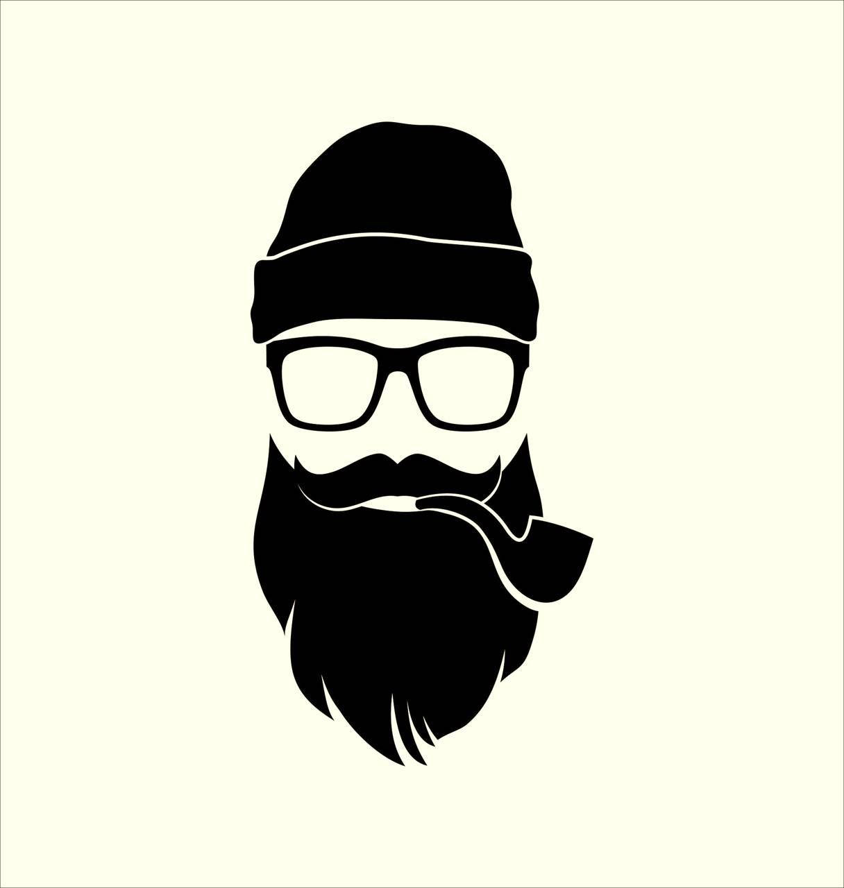 Sophisticated Long Beard Logo With Smoking Pipe Wallpaper
