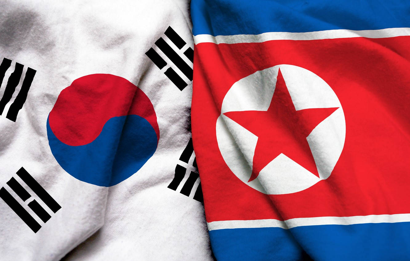 South And North Korea Flags Wallpaper