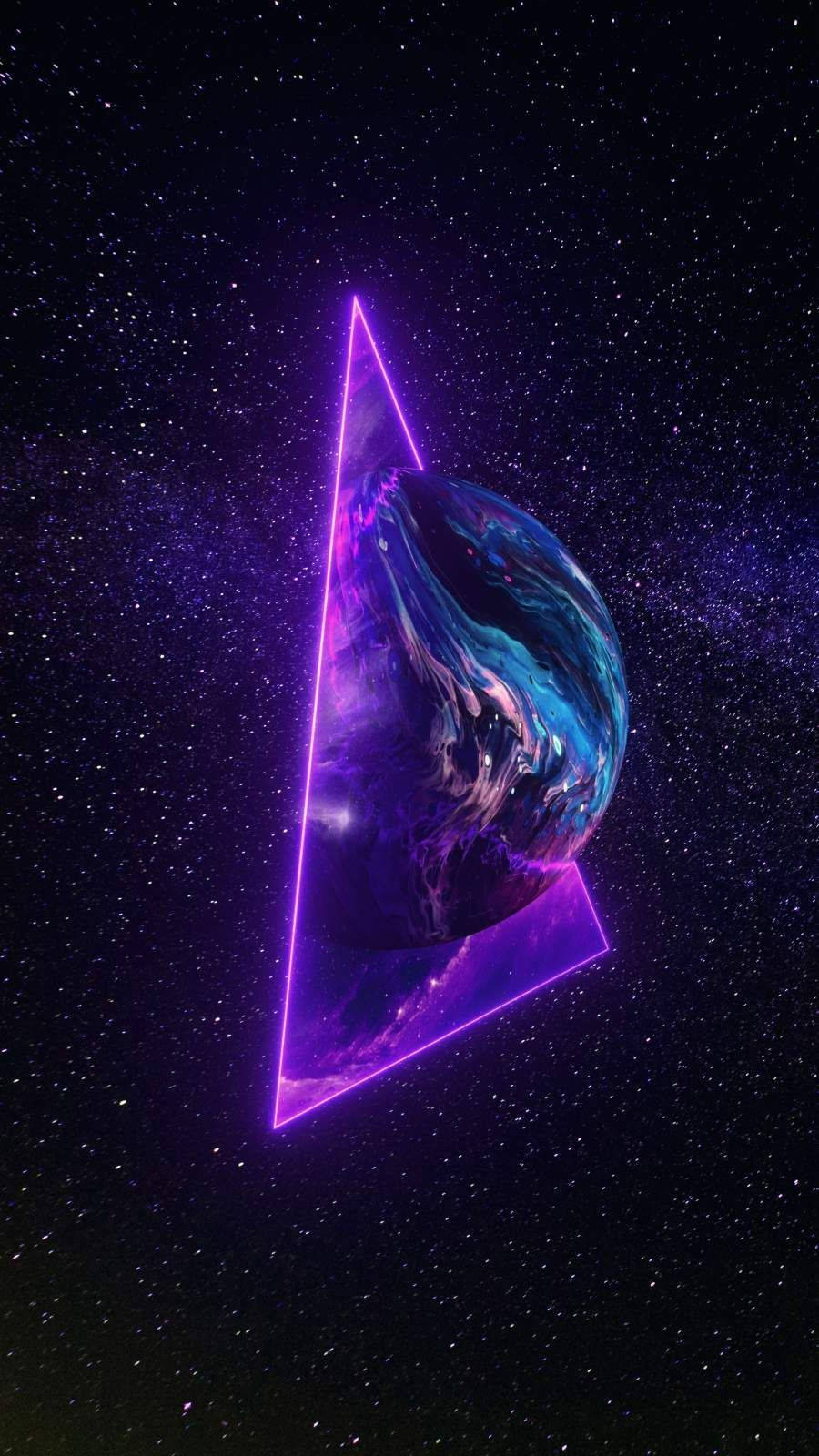 Space Aesthetic Purple Triangle Earth Wallpaper