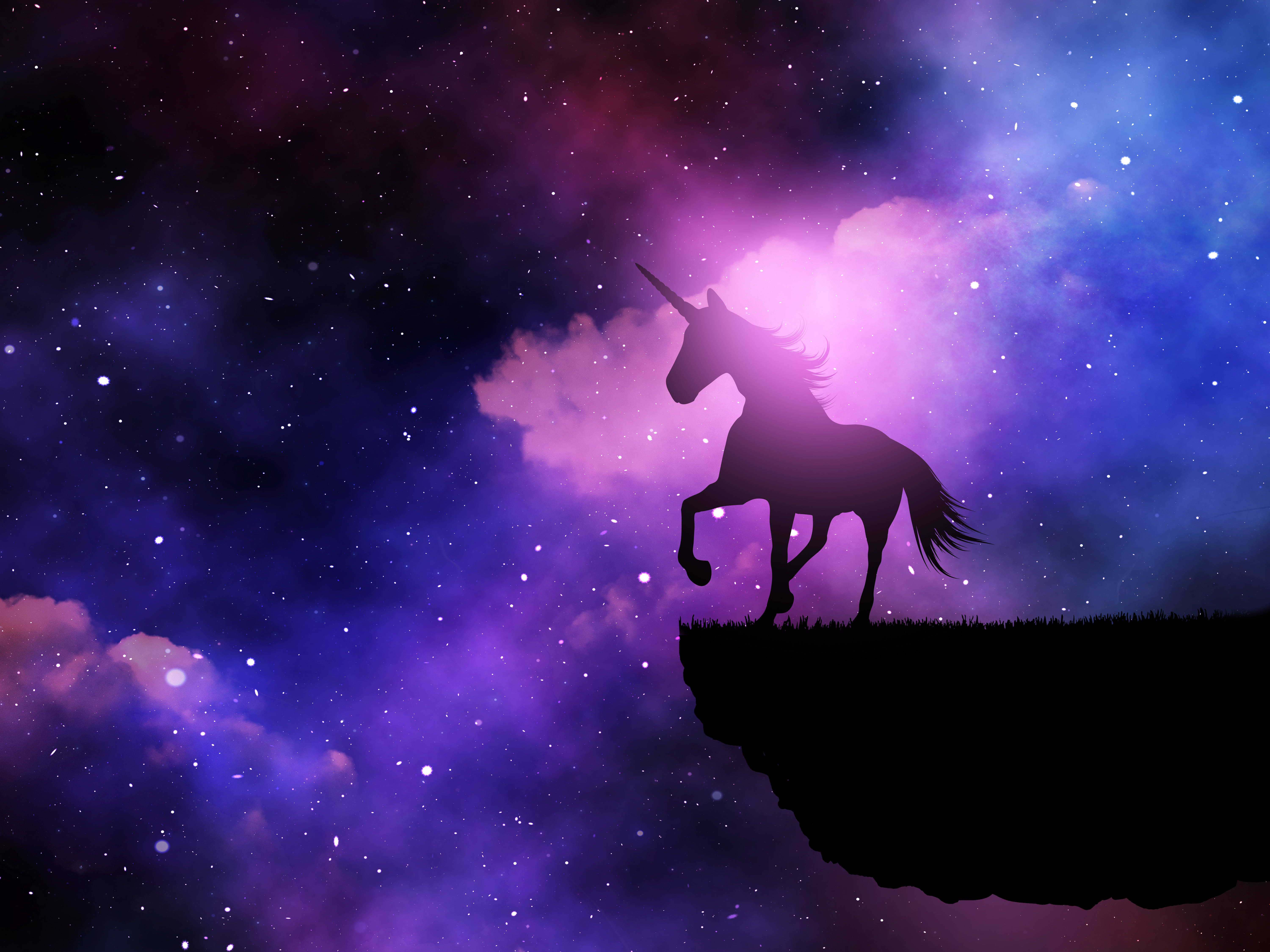 Space Galaxy Unicorn Silhouette Night Sky Wallpaper