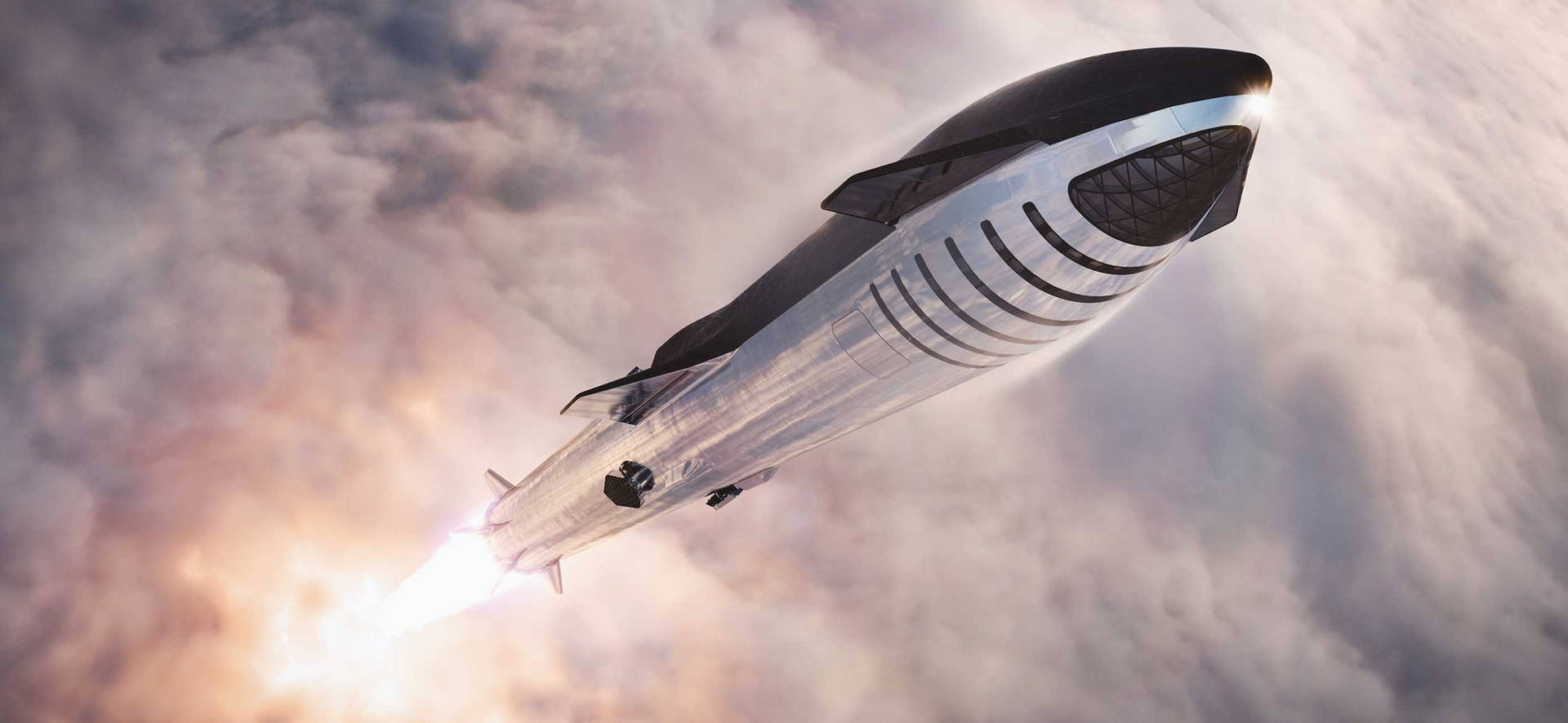 Spacex Starship Blasts Off Into Space As It Makes History Wallpaper