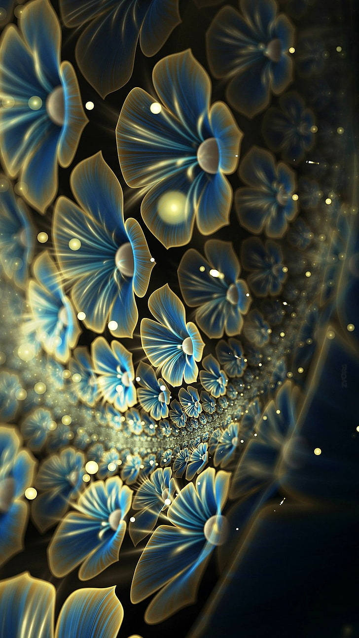 Sparkles And Blue Flower Iphone Wallpaper