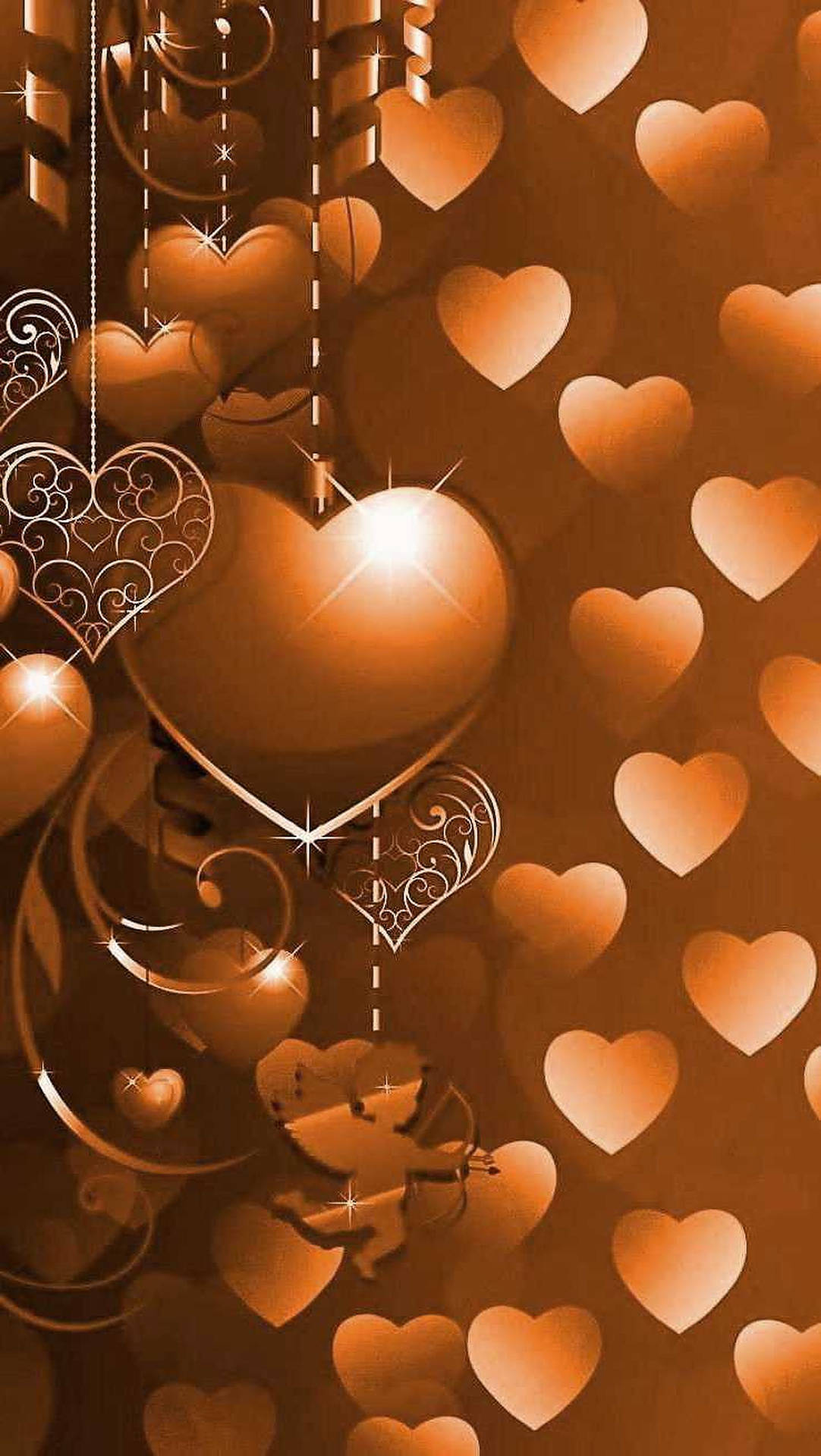 Download free Sparkly Brown Heart Wallpaper 