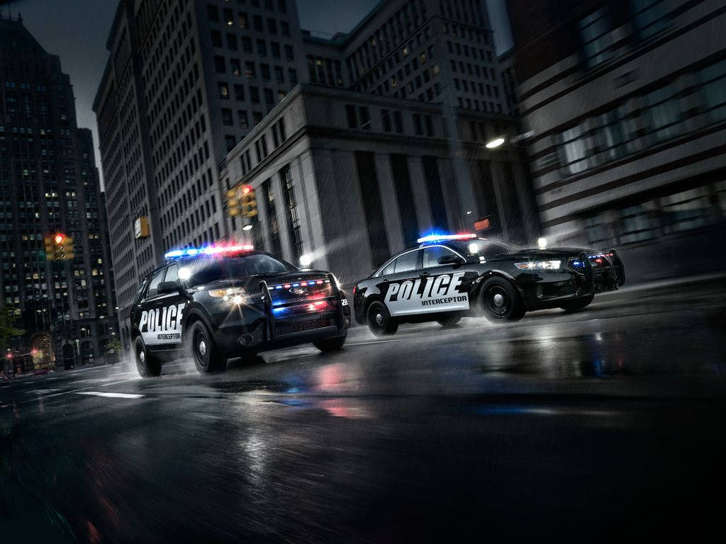 Speeding Ford Police Interceptor Wallpaper