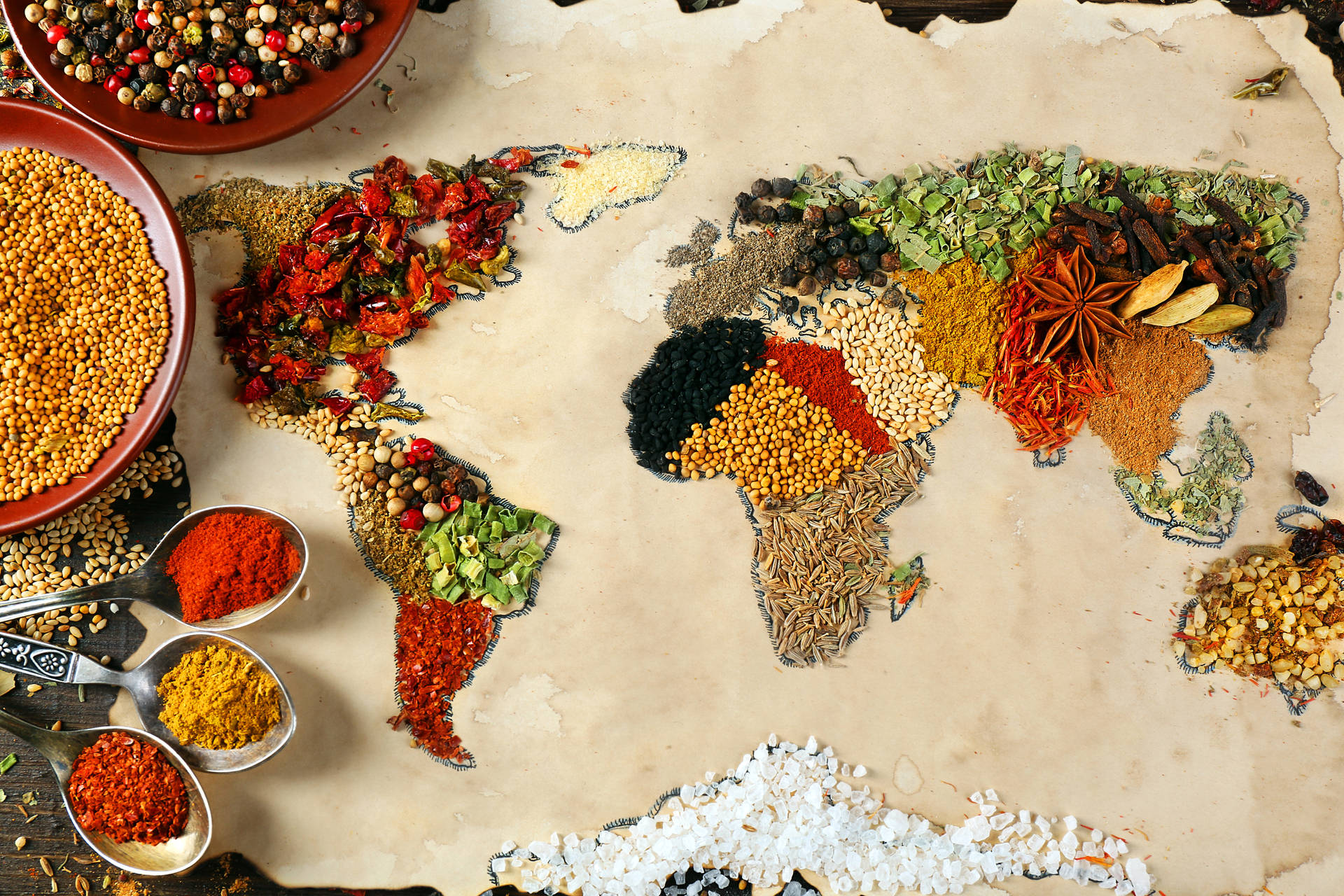 Spices World Map 4k Wallpaper