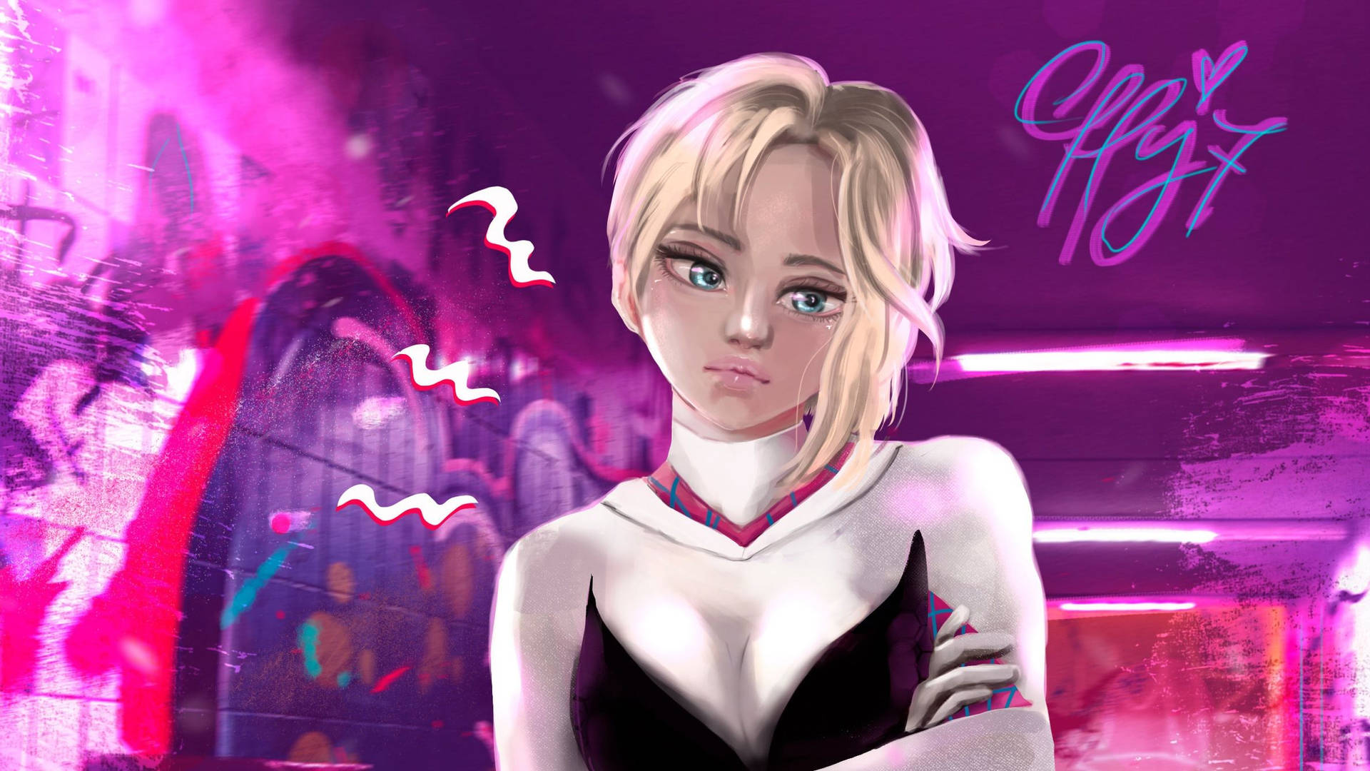 Wallpaper spider-gwen, spider-man: into the spider-verse, artwork, artwork,  movie desktop wallpaper, hd image, picture, background, 61a854 |  wallpapersmug