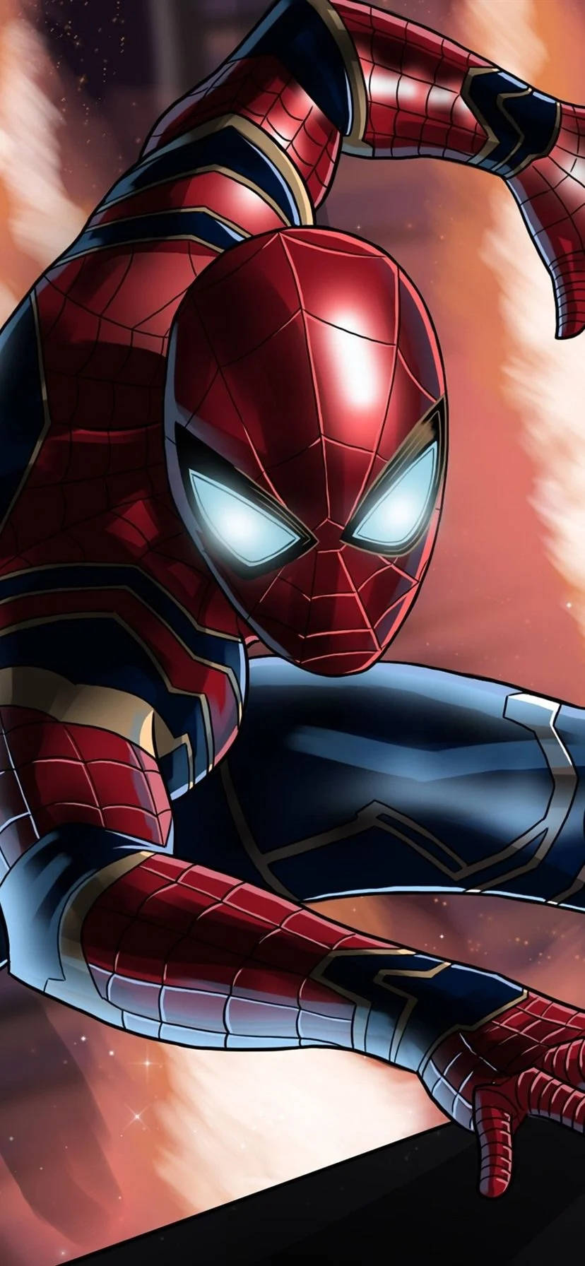 Spider-man Crouched Superhero Iphone Wallpaper