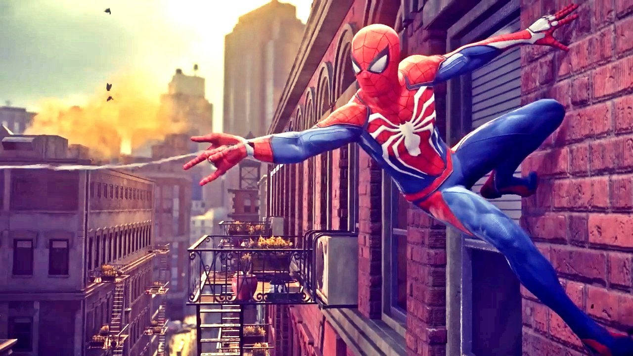 Spider Man Ps4 On Brick Wall Wallpaper