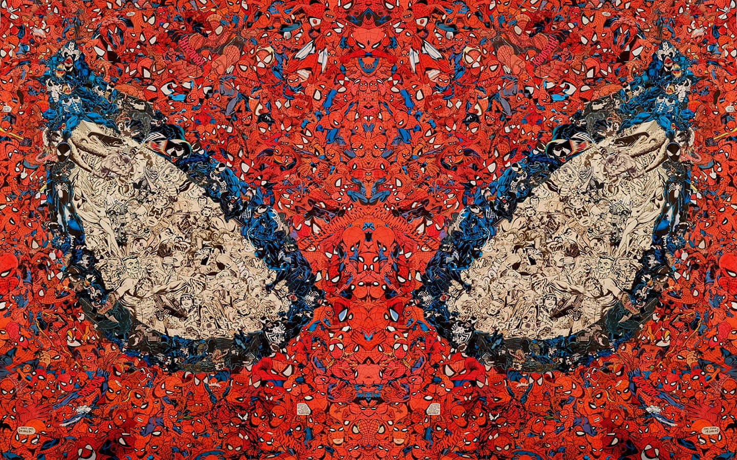 Spider - Man's Face In Red And Blue Paint Wallpaper