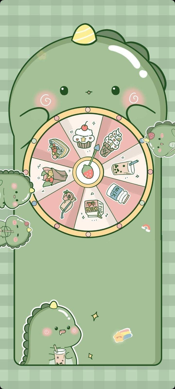 Spin-the-wheel Dino Kawaii Iphone Wallpaper