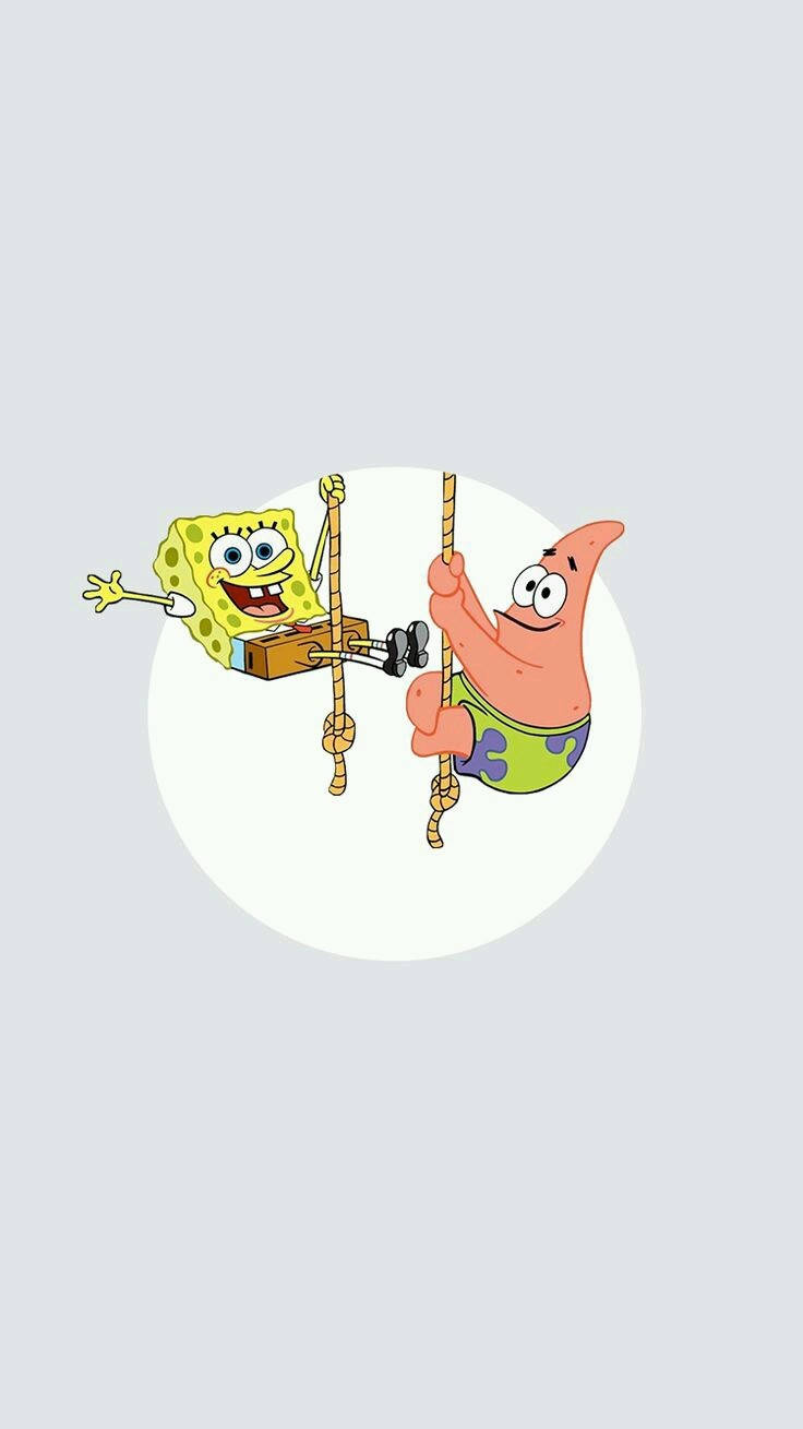 Spongebob And Patrick On A Rope Wallpaper