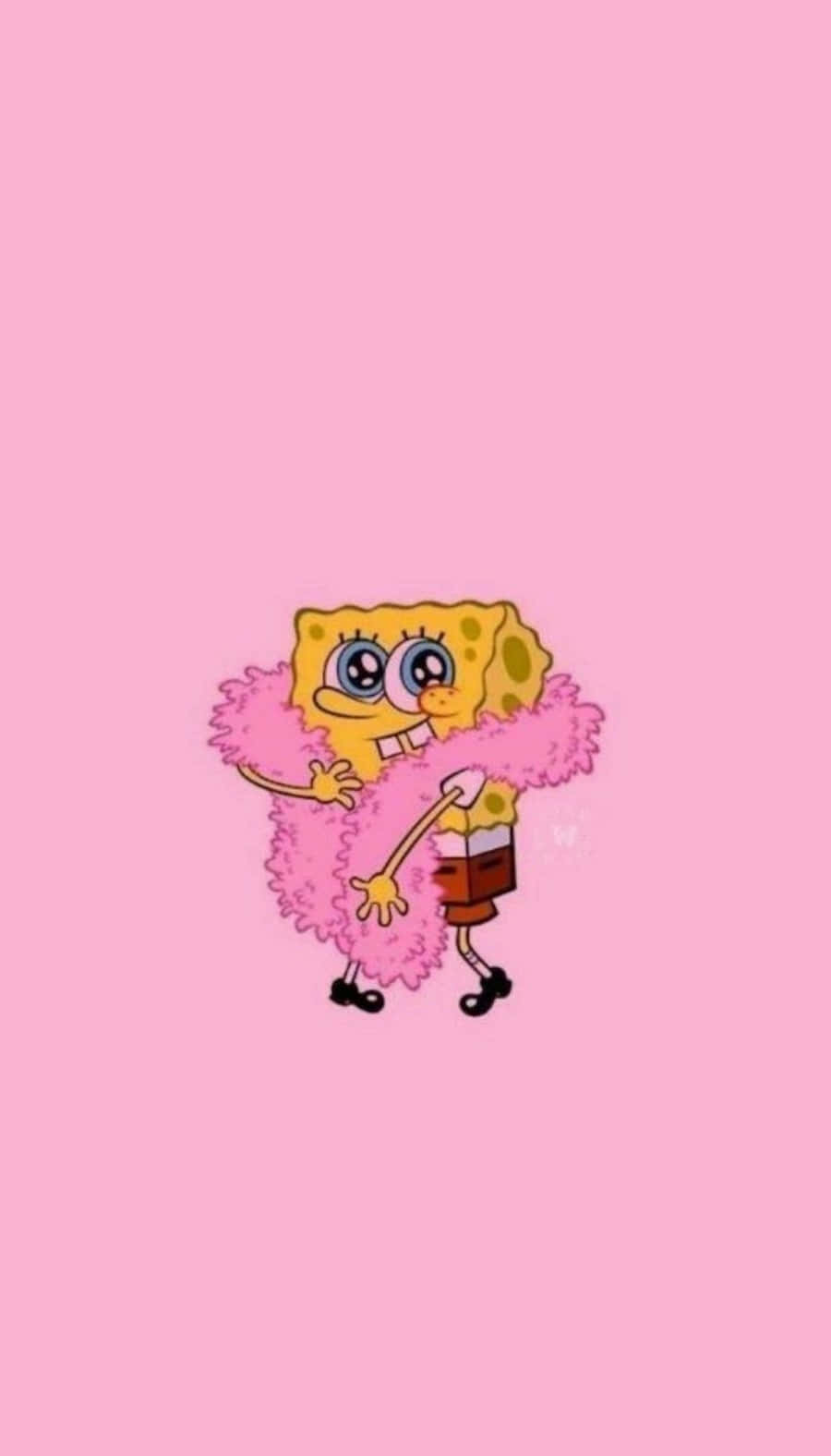 Spongebob In Pink Scarf Girly Tumblr Wallpaper