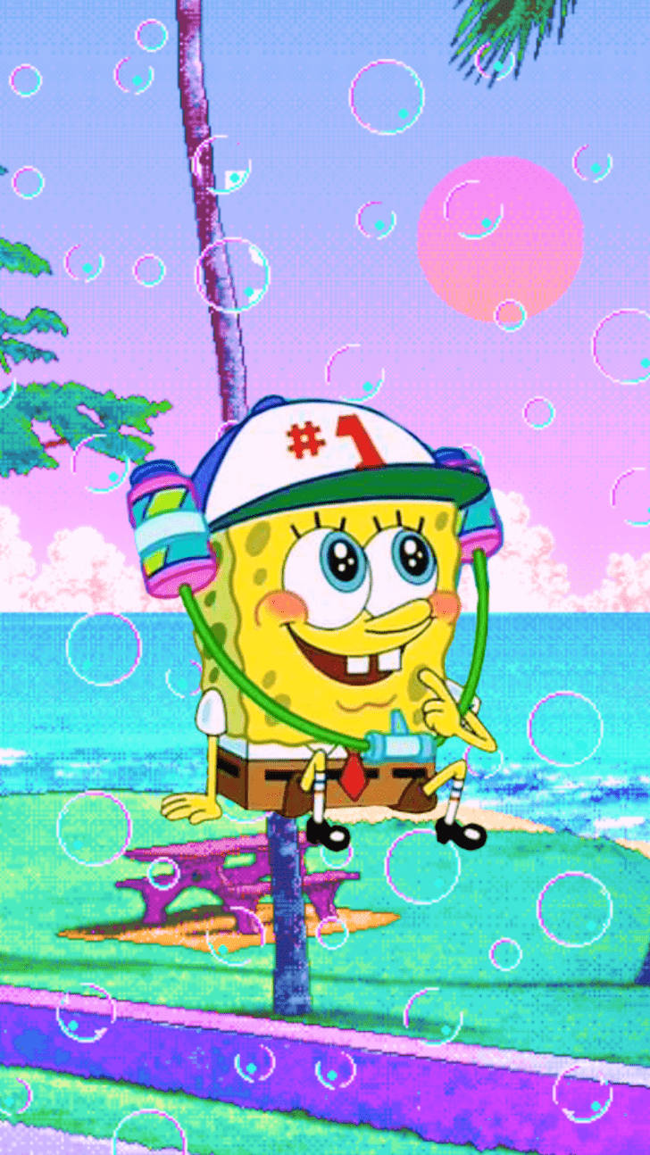 Spongebob Playing With Bubbles Wallpaper