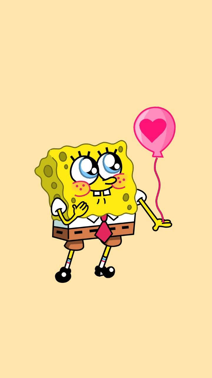 Spongebob With Heart Ballon Wallpaper