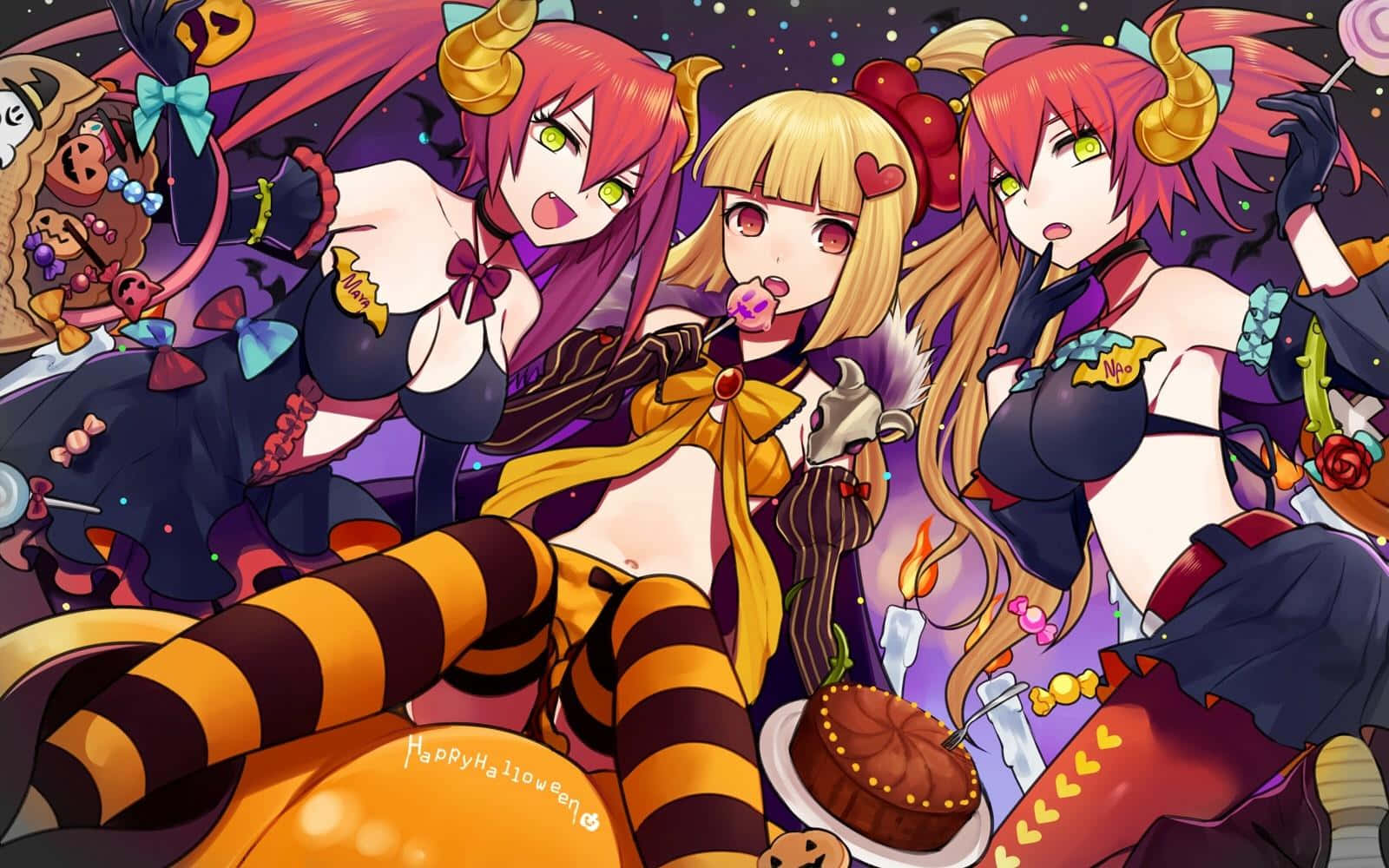 Spooky Halloween Anime Girl Speaks Of Frightful Fun Wallpaper