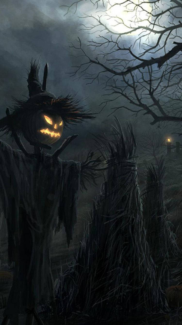Spooky Pumpkin Scarecrow Wallpaper