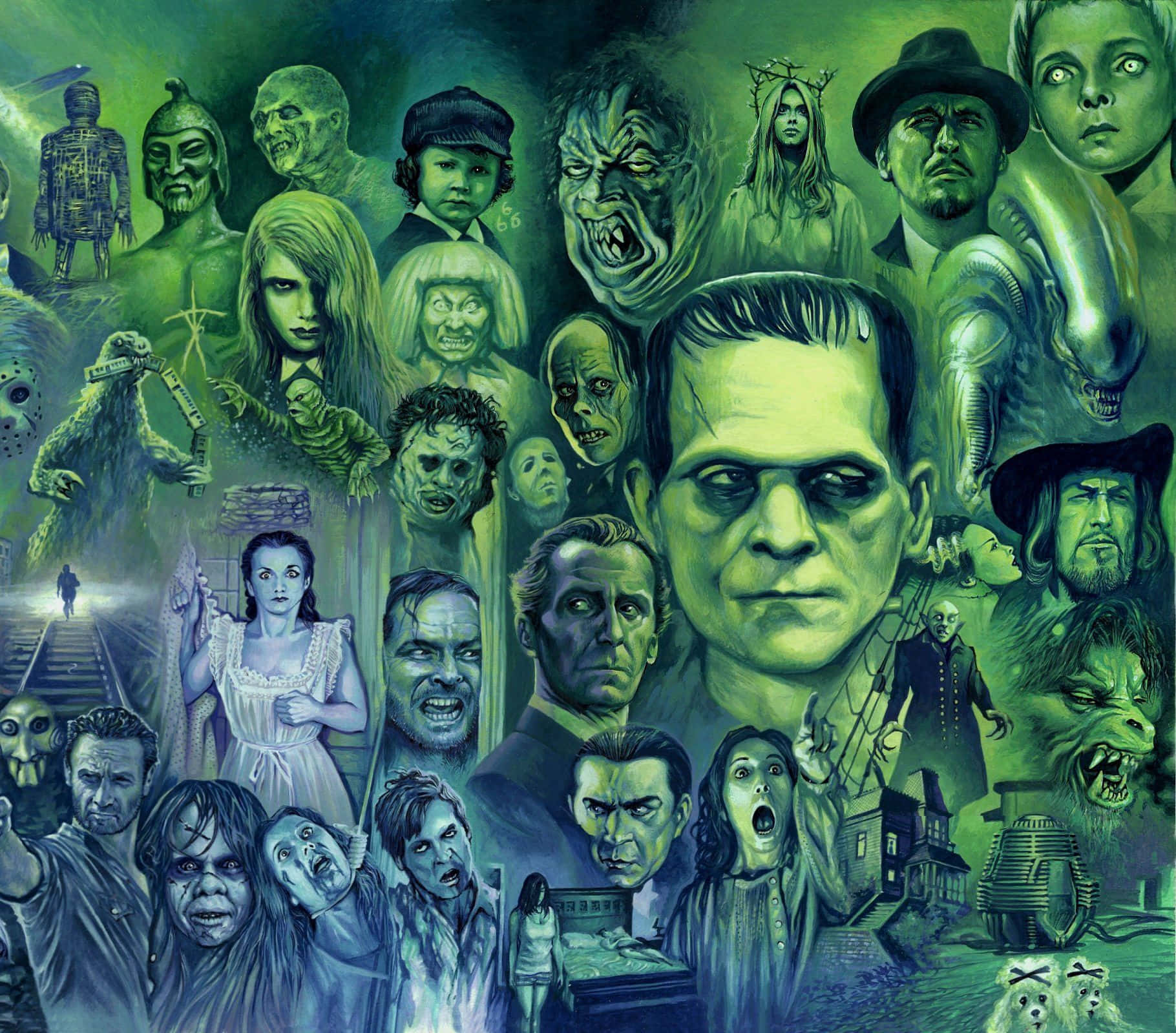 Spooky Universal Monsters Characters Wallpaper