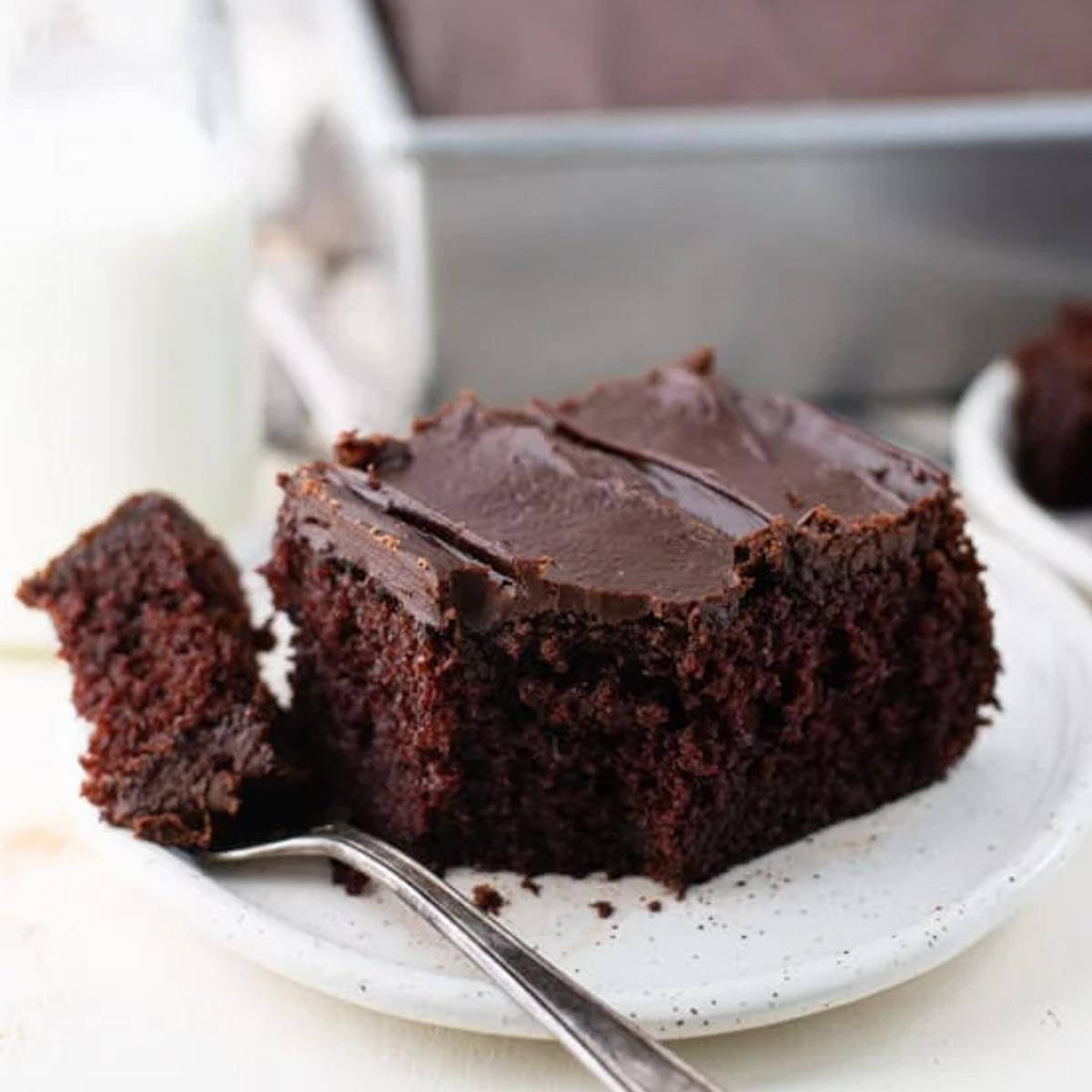 Square Slice Of Buttermilk Chocolate Cake Wallpaper