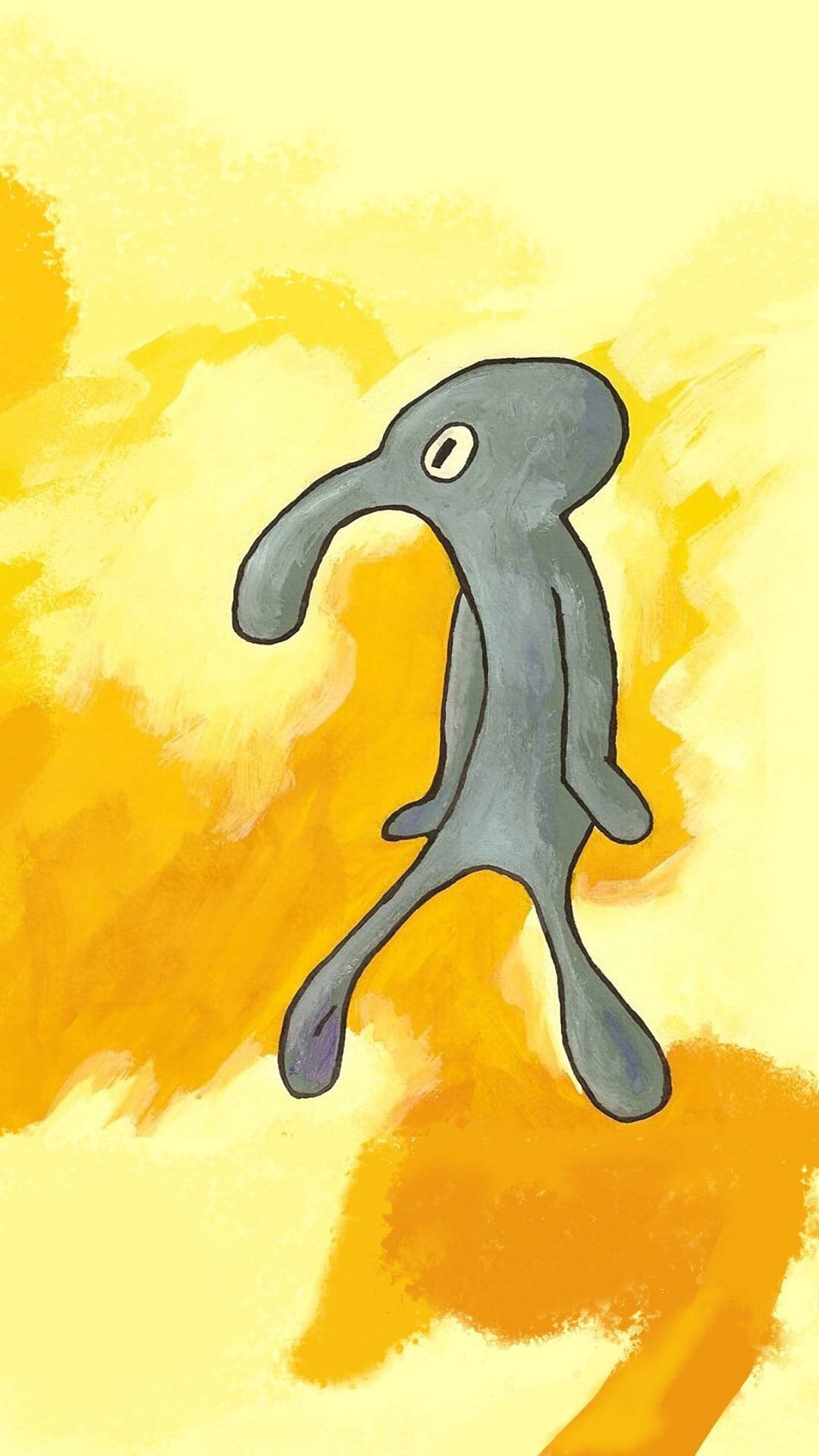 Squidward's Art Plain Yellow Iphone Wallpaper