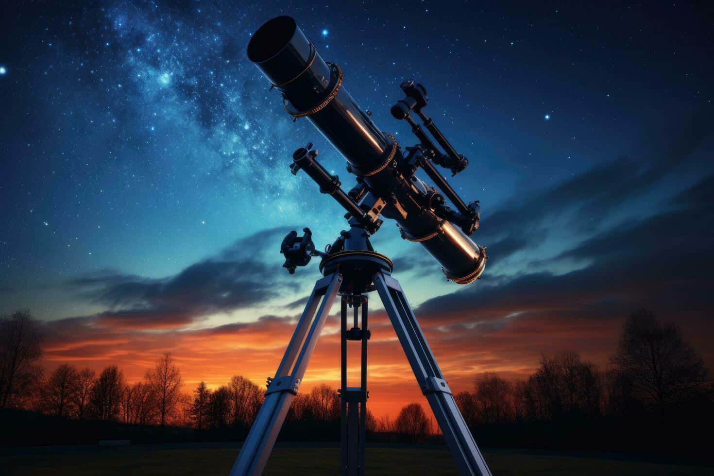 Stargazing Telescope Dusk Sky Wallpaper