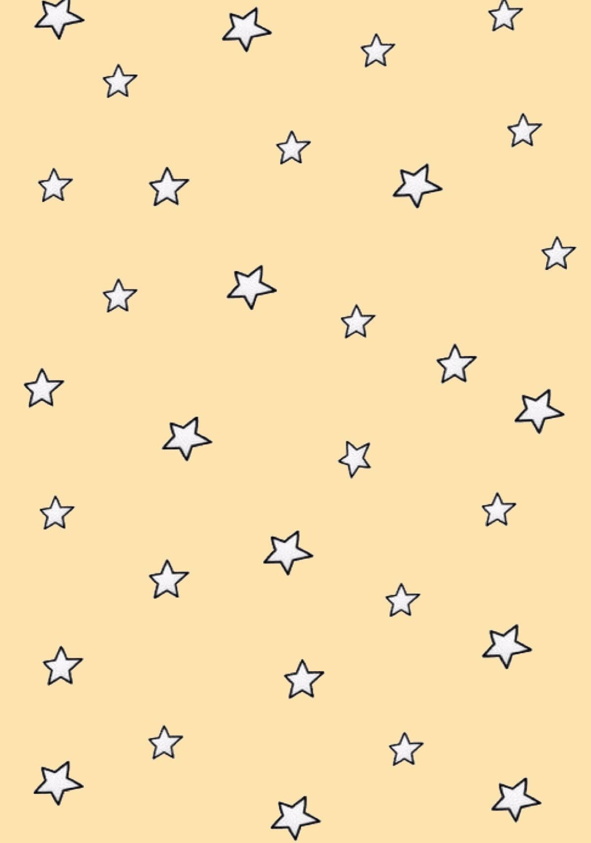 Starry Cute Pastel Yellow Aesthetic Wallpaper
