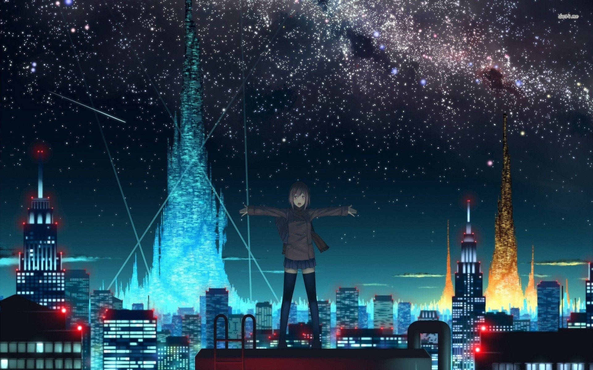 anime girl in cyberpunk city Stock Illustration | Adobe Stock