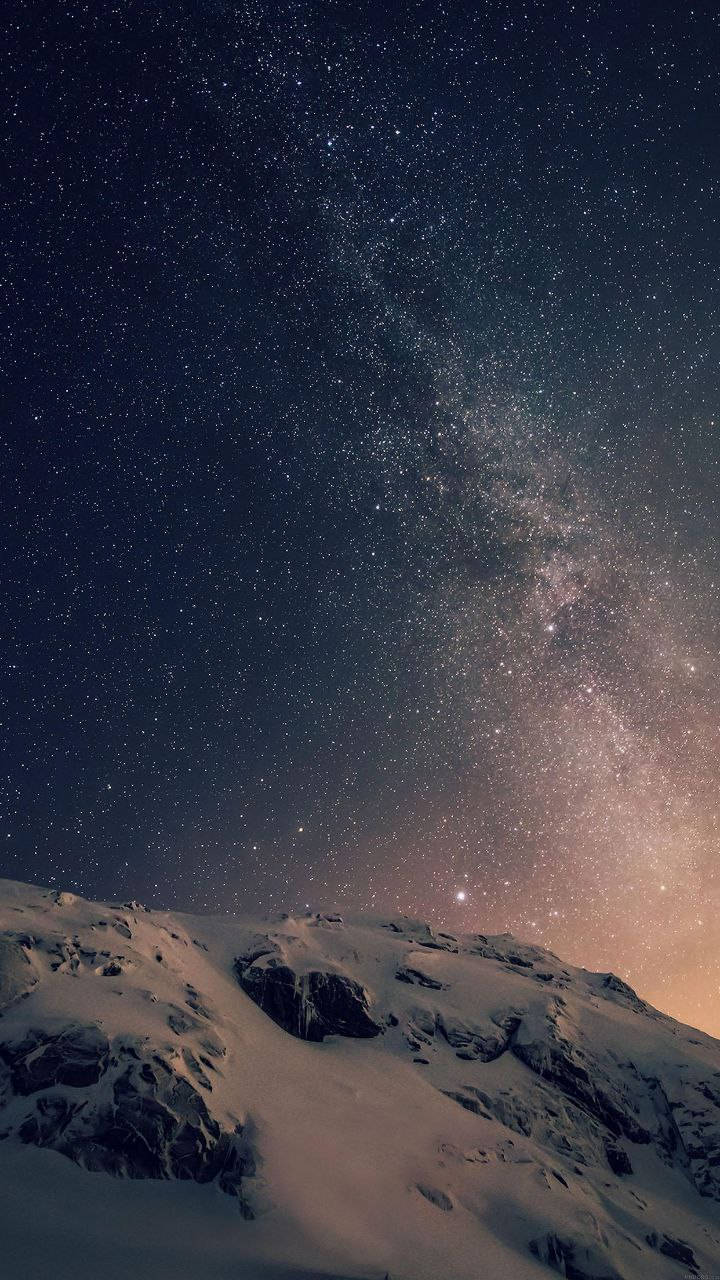 Starry Snowy Mountain Original Iphone 7 Wallpaper