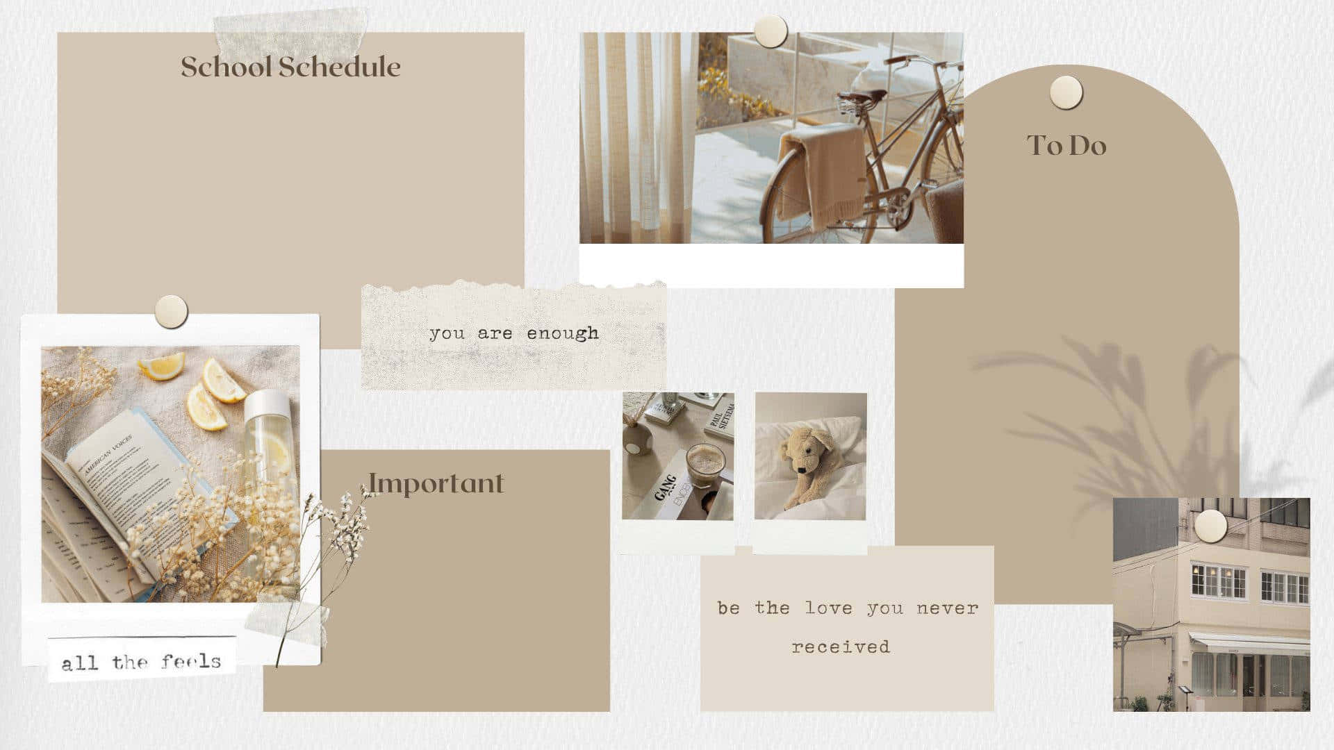 Stay Organized With A Beige Desktop Wallpaper