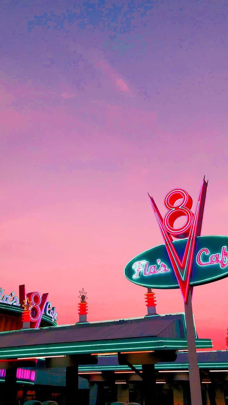 Step Back In Time With This Vibrant Retro Diner Wallpaper