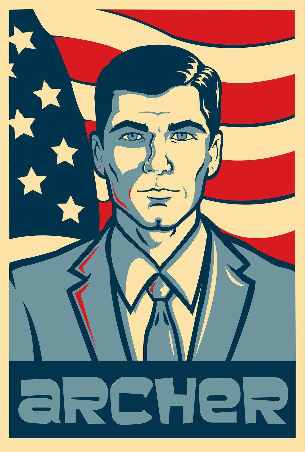 Sterling Archer Us Flag Wallpaper