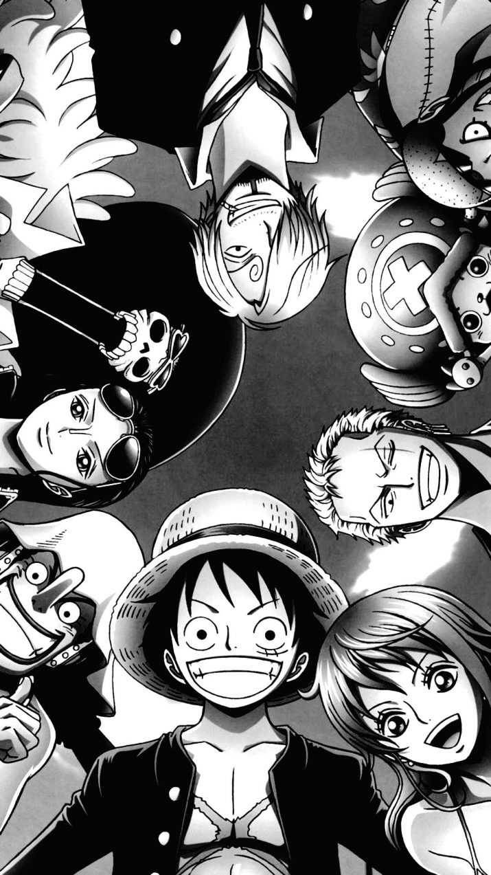 Straw Hats With Luffy Black And White Wallpaper