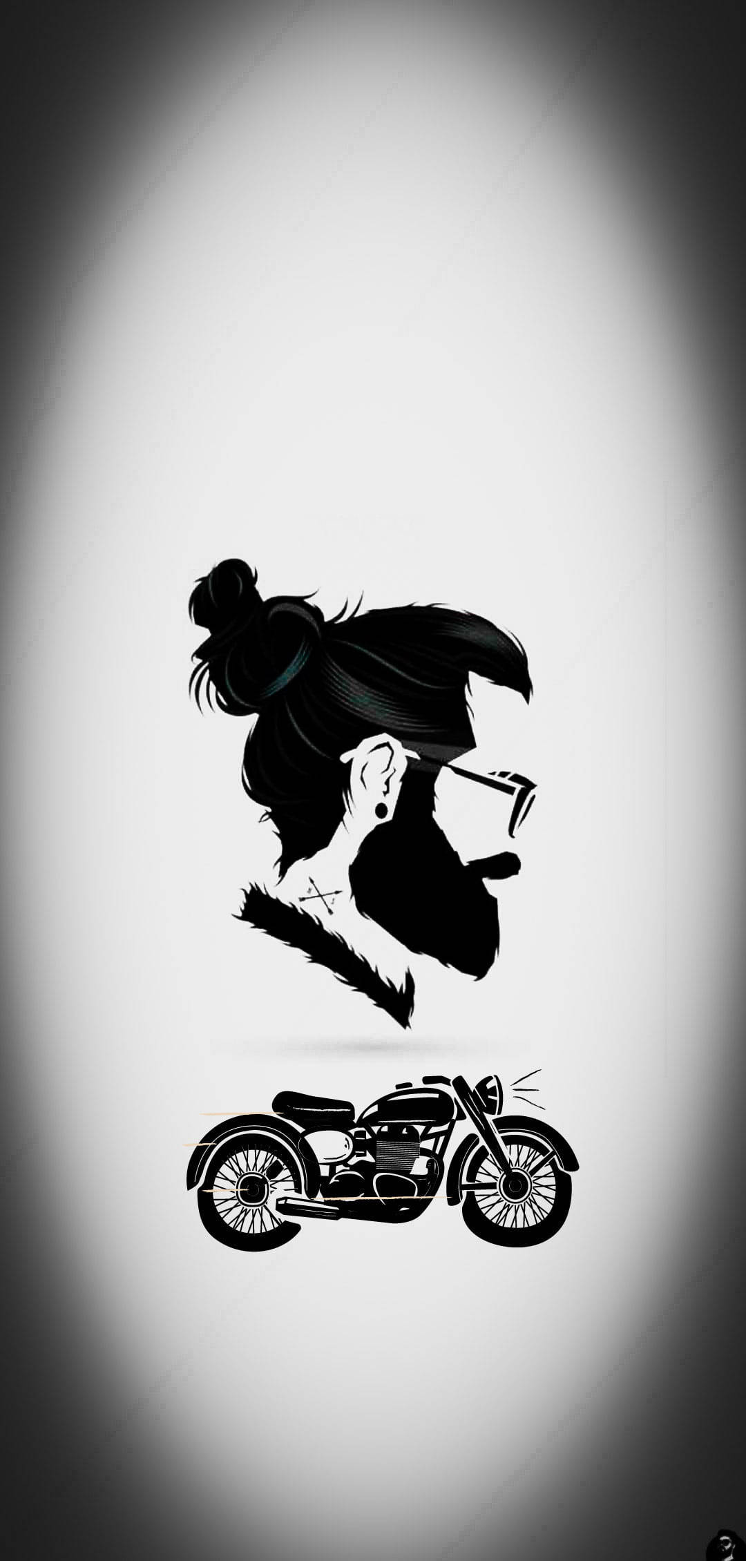 Striking Side-angle Beard Logo Paired With Motorcycle, Embodying Masculinity And Freedom Wallpaper