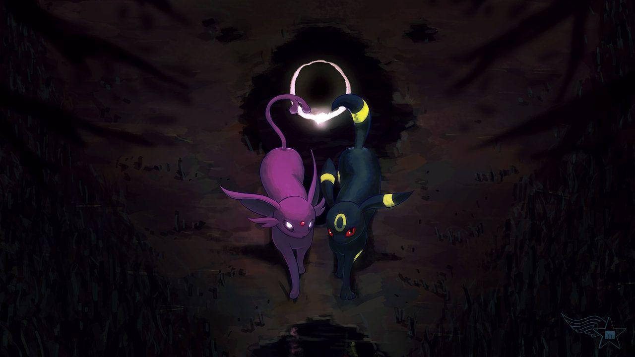Strolling Espeon And Umbreon Wallpaper