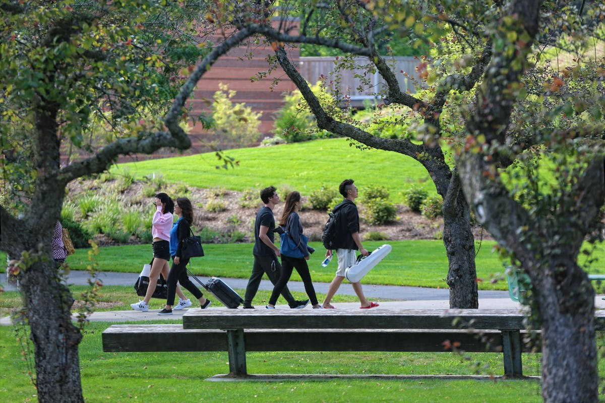 Students Engaging In Outdoor Activities At Brandeis University Campus Wallpaper