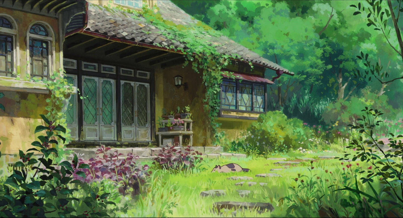 Studio Ghibli Scenery Old House With Cat Wallpaper