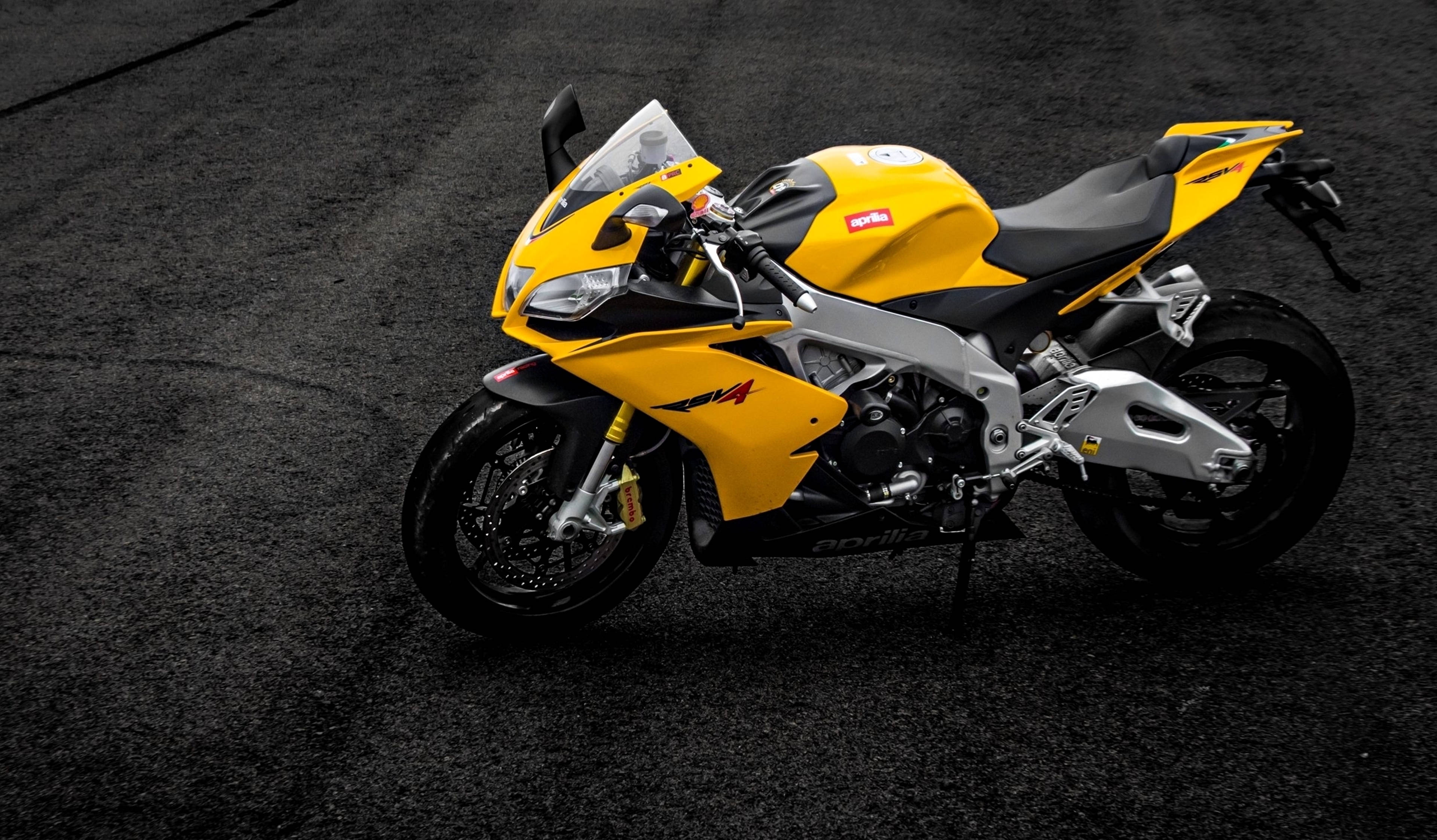 Stunning Black And Yellow Aprilia Motorcycle In 1920x1080 Resolution Wallpaper